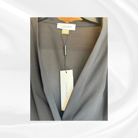 Calvin Klein Black Flutter Sleeve Blouse XL - New With Tags ✨ - Picture 5 of 15